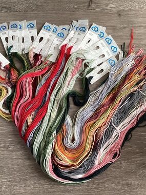 Embroidery Floss Lot Of 35 Cotton Colorful Pink Green Red Yellow Gray & more